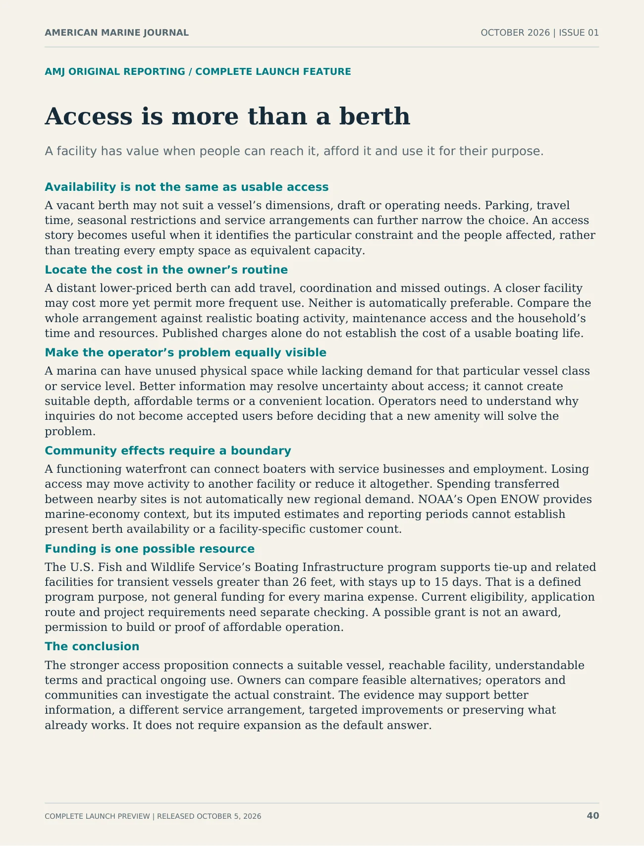 Original page 40: Access is more than a berth