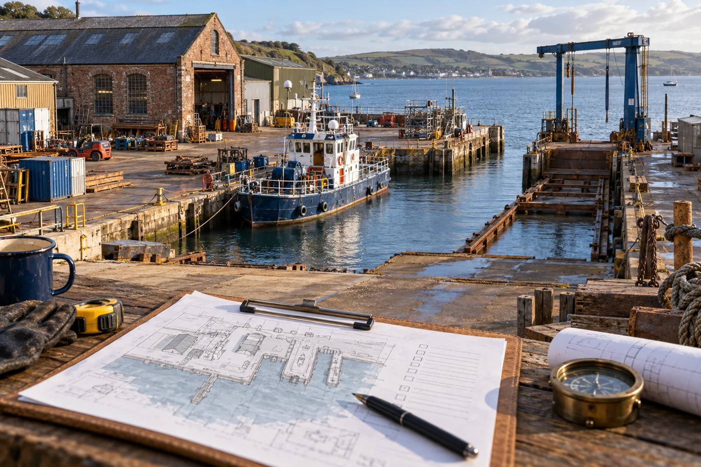 Conceptual existing shipyard assets viewed during a planning assessment
