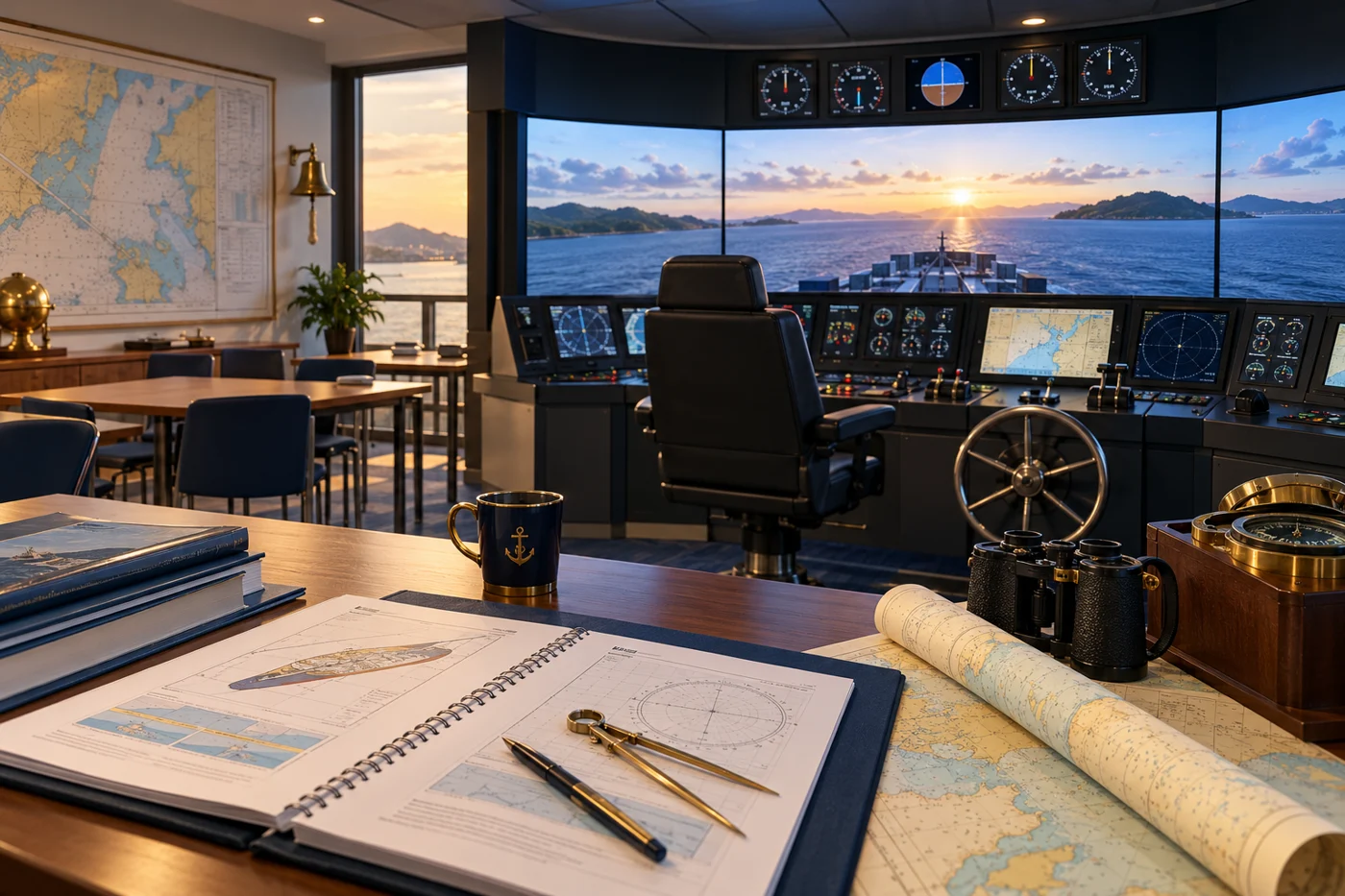 Conceptual maritime bridge-simulator classroom